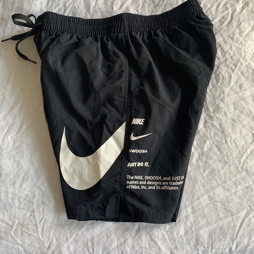 Nike Swoosh Men's Medium Swim Shorts Black Logo Just Do It NESSF511-001